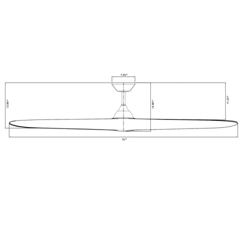 70 inch Malibu Ceiling Fan Dimensions