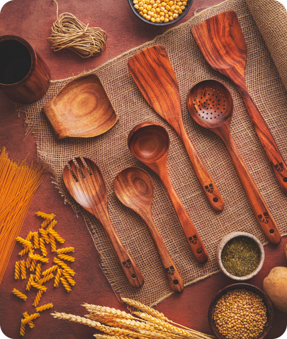 Hardwood Kitchen Utensils Set