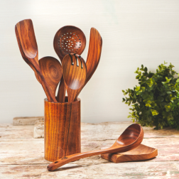 Wooden Spoons for Cooking, 10 Pcs Teak Wood Cooking Utensil Set – Wooden  Kitchen Utensils for Nonstick Pans & Cookware – Sturdy, Lightweight & Heat