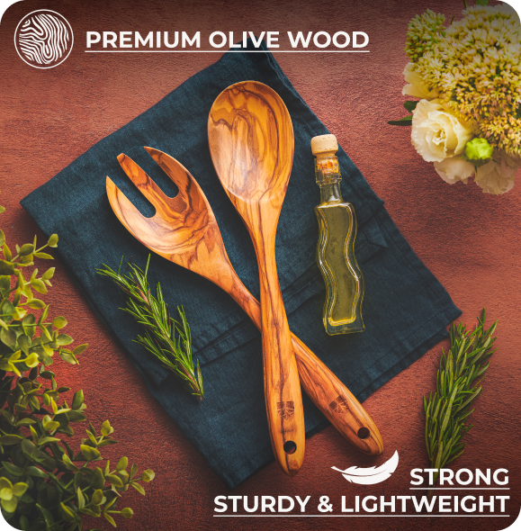 4 PC OLIVE-WOOD UTENSIL COOKING SET - DEAR DACY