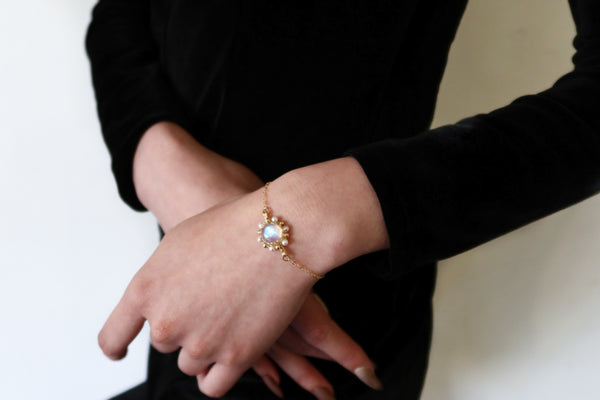 Moonstone Pearl Braided Bracelet