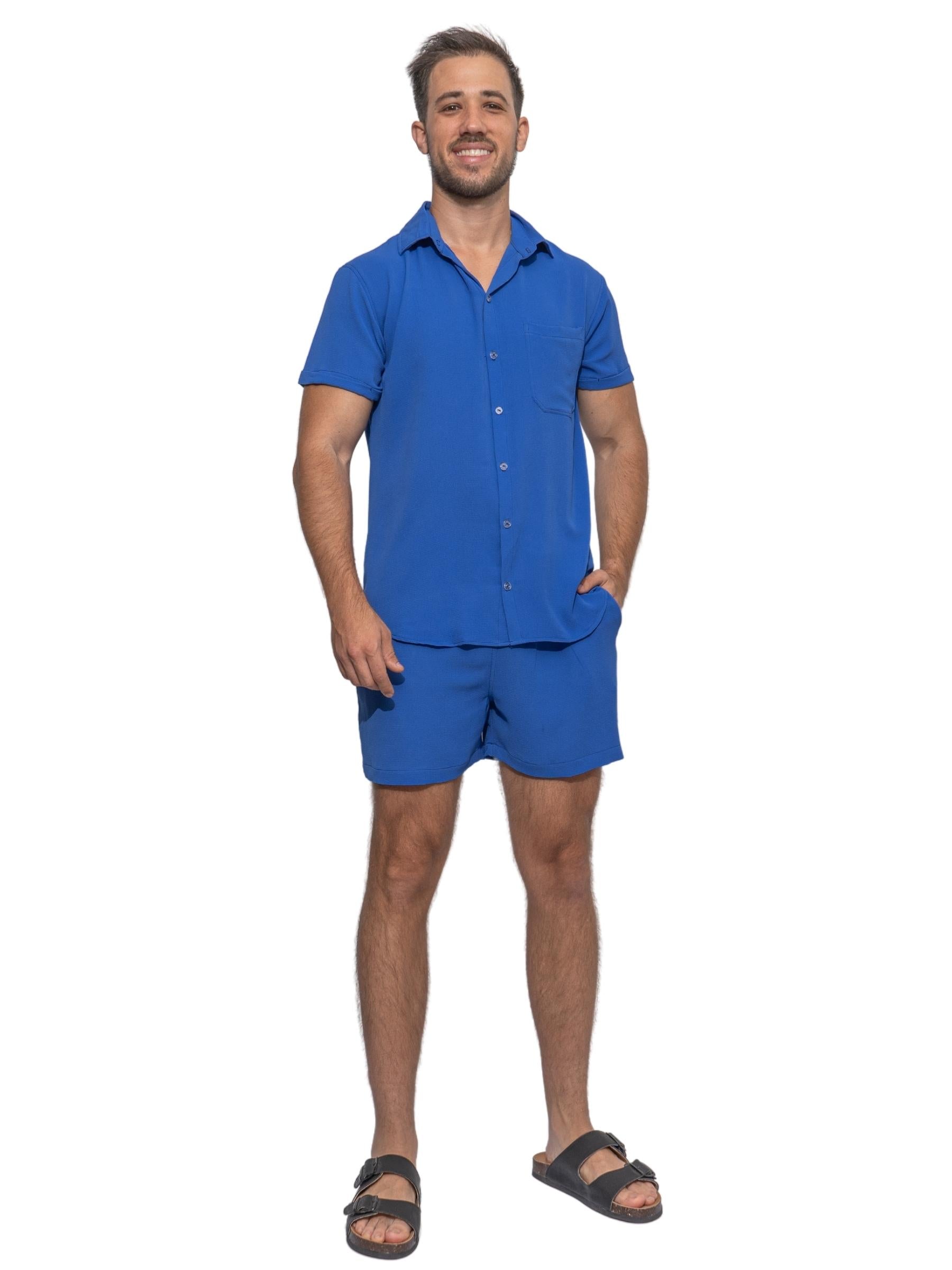 Conjunto de Camisa y Short Color Azul Rey l Viloria Herman