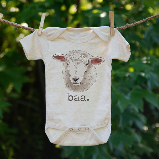 Duck. Duck. Goose Beige Baby Body Suit 3-6 Months / Short Sleeves