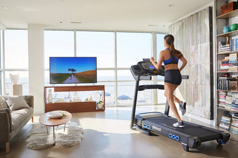 Woman working out at apartment