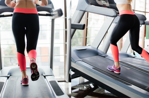 Running legs of a lady on treadmill