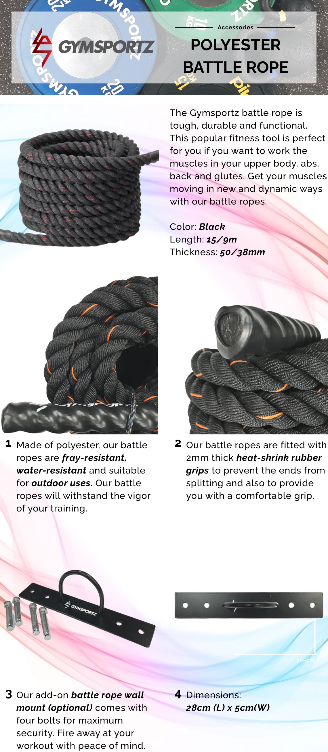 PM215 Polyester Battle Rope