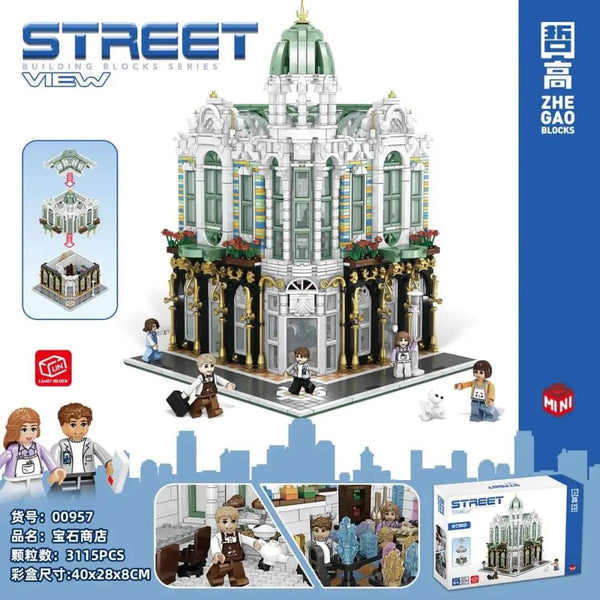 Fishing Village Lighthouse ZHEGAO 613003 Modular Building with 2340 Pieces  - MOC Brick Land