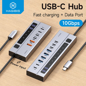 Hagibis USB C HUB Type-C Docking Station Individual On/Off Switches With LED Display 10Gbps USB C Splitter for Macbook Pro Air - InTechLegent