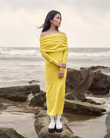 Yellow Bodycon Dress For Beach