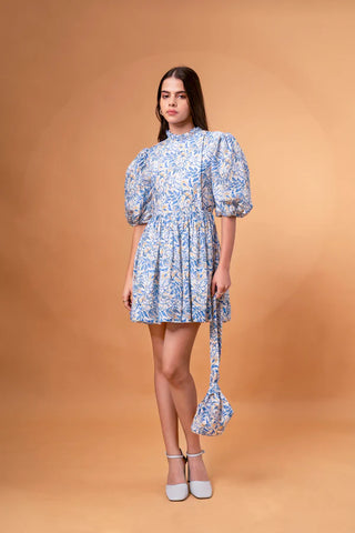 Sky Blue Linen Mini Dress