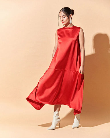 Red Satin Dress For Christmas