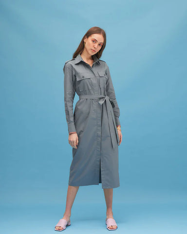 Bluish Grey Midi Dress