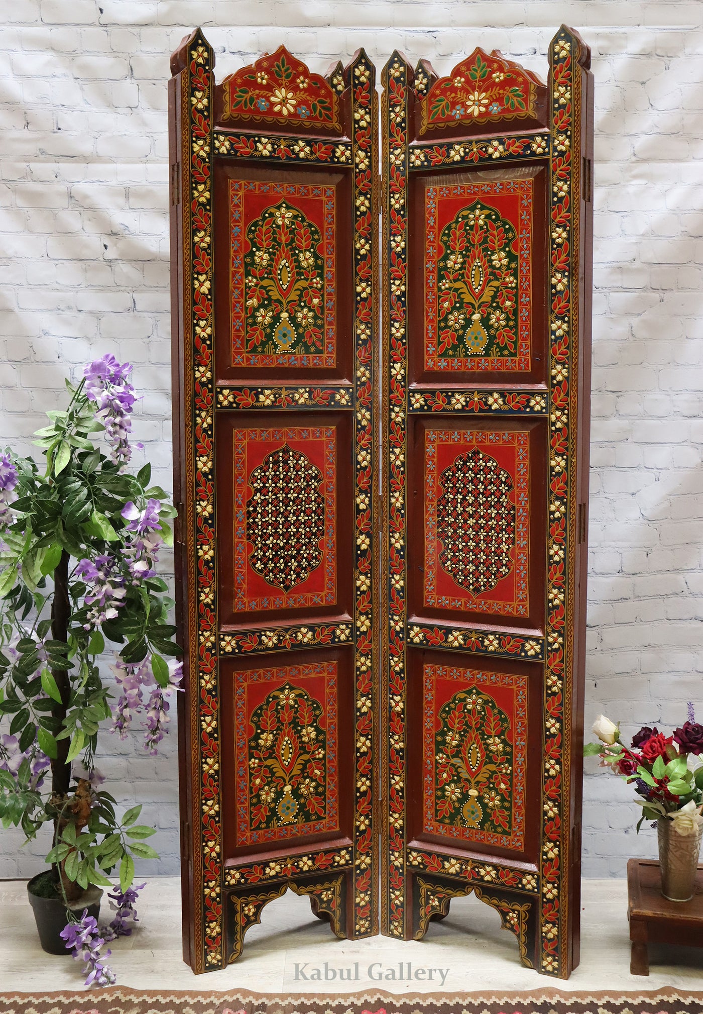 Orientalische Massives Paravent Raumteiler Trennwand mit Miniaturmalerei G Möbel Orientbazar   