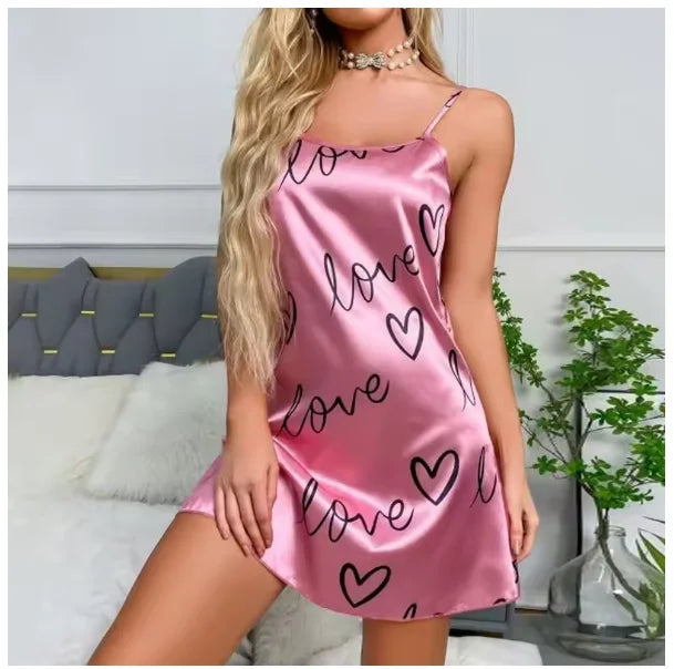 Women Sexy Sleeveless Nightdress Satin Lingerie