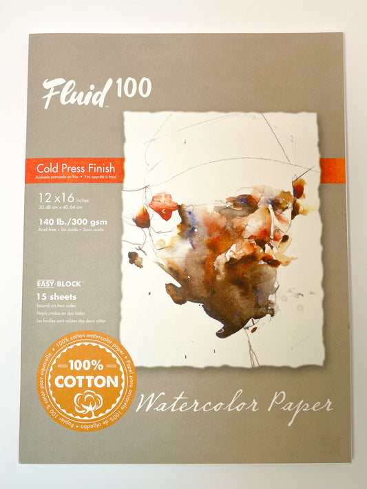 Fluid Watercolor Paper Pad 140lb Cold Press 8 x 8