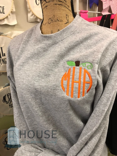 Monogrammed Comfort Colors Long Sleeve Pocket Tshirt — Memorial