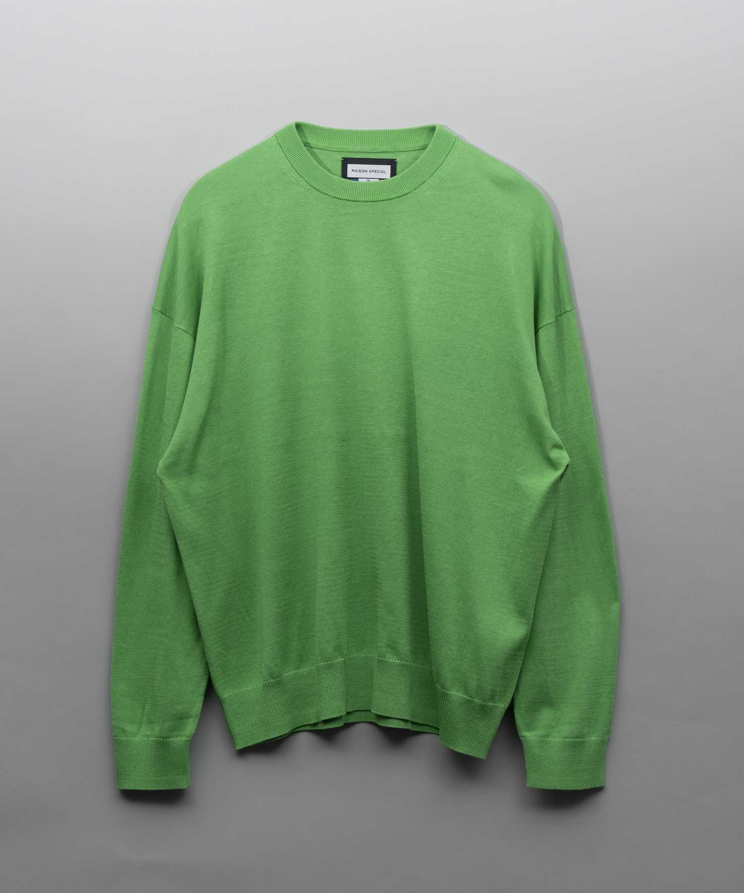 Prime-Over Sheer Border Crew Neck Knit Pullover