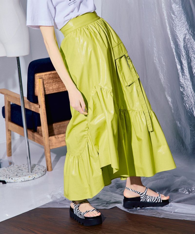 CHIE NINOMIYA COLLABORATION＞Hand Shirring Volume Taffeta Skirt