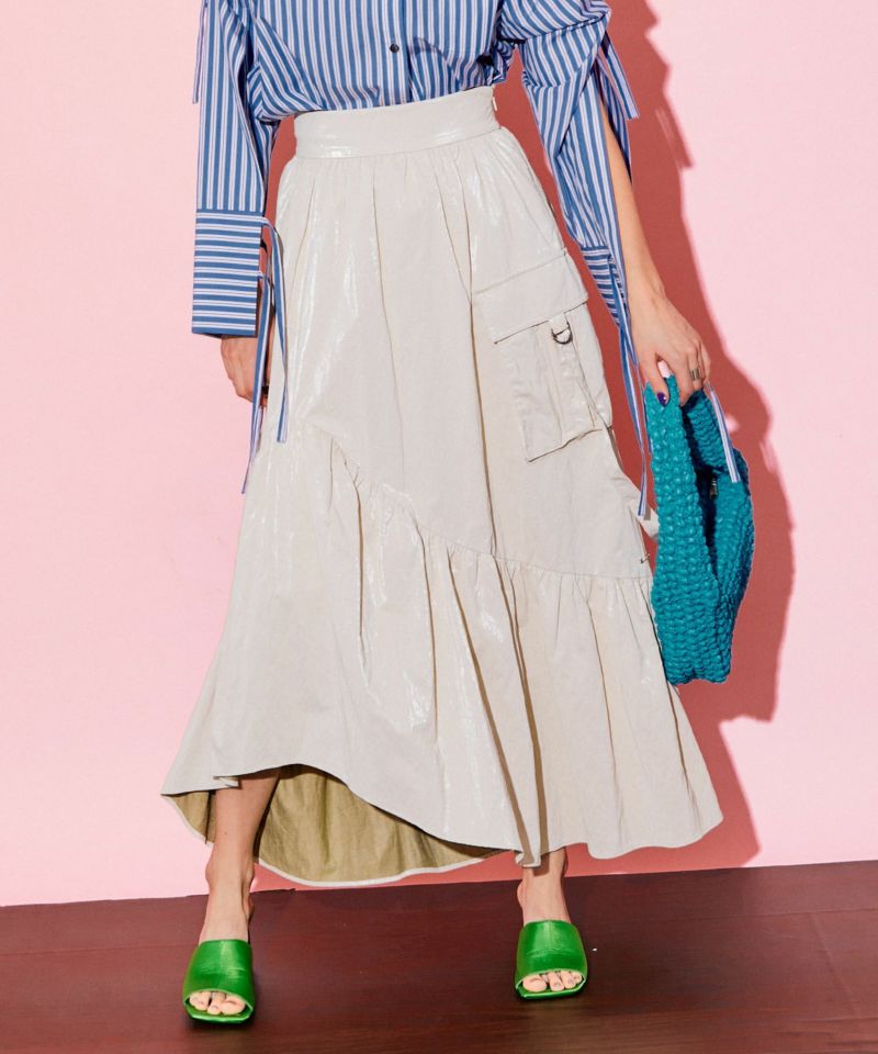 CHIE NINOMIYA COLLABORATION＞Hand Shirring Volume Taffeta Skirt