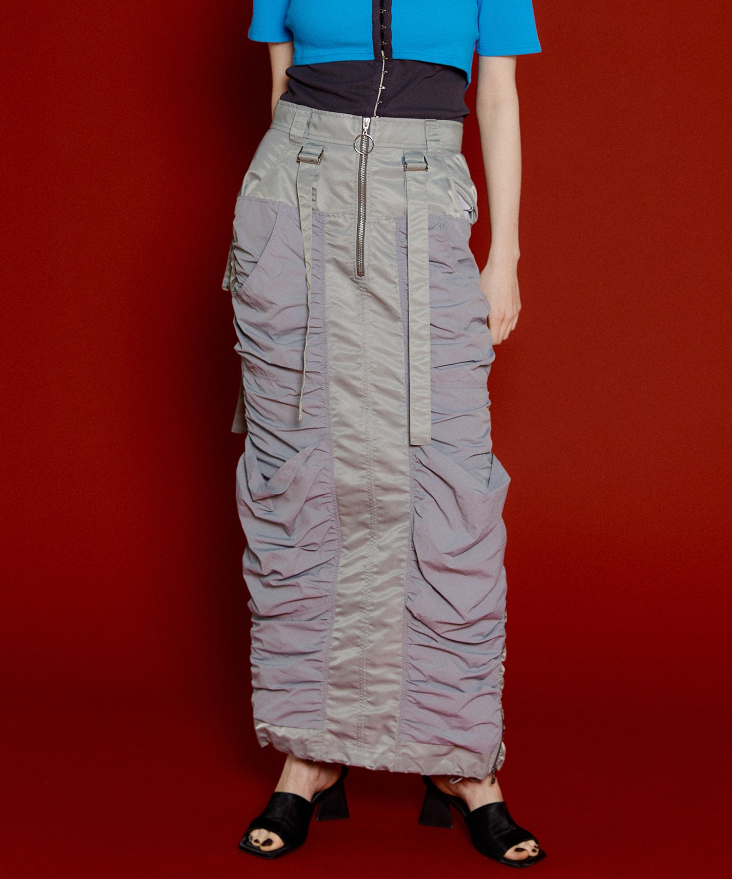 Multi Pocket Layered Cargo Skirt