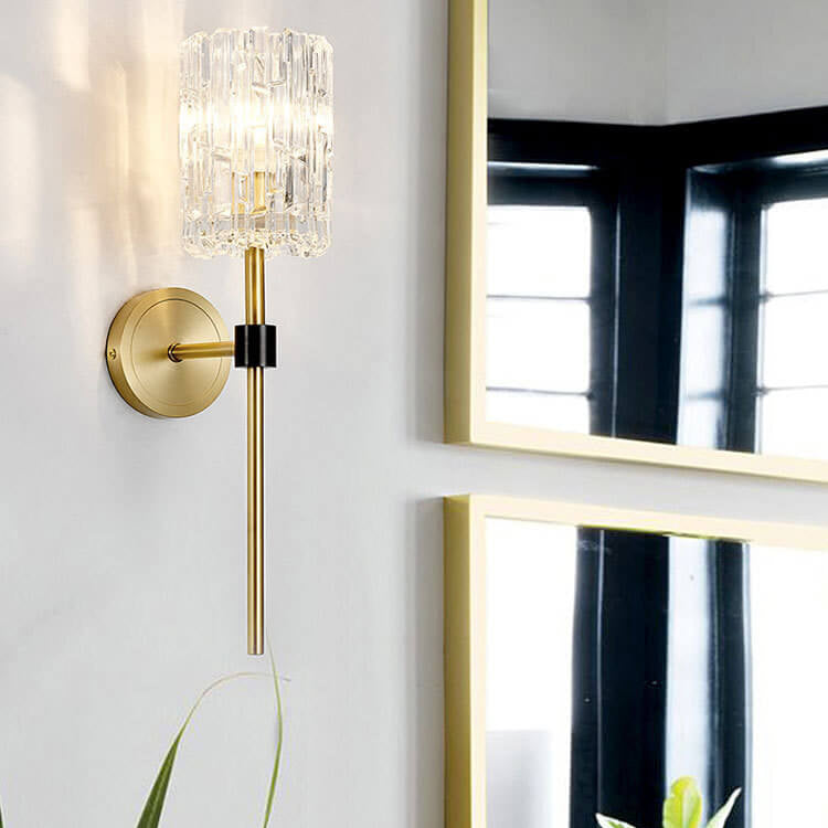 Product Image for European Luxury Crystal Cylinder Long Pole 1/2 Light Wall Sconce Lamp, 1 / 110V-120V For US/CA