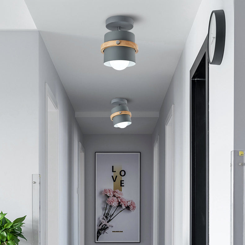 Product Image for Frendorf | Cylindra Nordic Deckenleuchte | Halbzylinder-Design | Holz & Metall | Für Flur & Wohnbereich | 1-flammig, Grau / 220V-240V