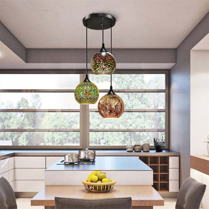 Product Image for Frendorf | ElysianSpark 3D Creative LED Kronleuchter | 2/3 Lichter | Feuerwerksglas-Dome | Modernes Design | Stimmungslicht für Zuhause, 3 Lichter 