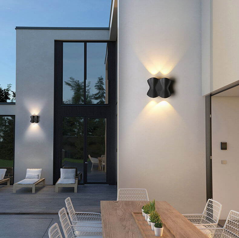 Product Image for Moderne Einfachheit Rechteck Welle Aluminium LED Außenwandlampe für Außenpatio, 4 - Schwarz / Warmes Licht (3000K) / 220V-240V Für UK/AU