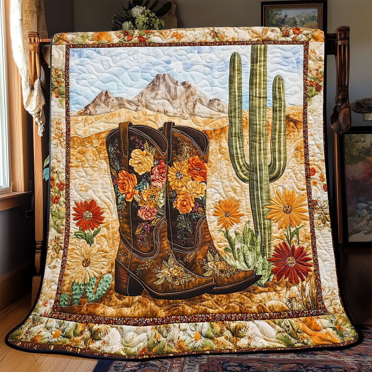 Product Image for Cowboy Boot Cactus Quilt, Queen - 70"x79"