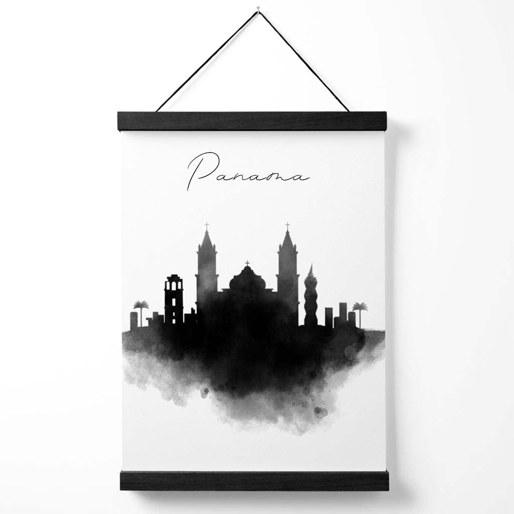 Product Image for Panama Aquarell Skyline Stadt Poster mit Aufhänger, 33cm / Schwarz