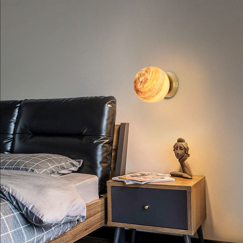 Product Image for Nordic Creative Planet Glass Orb 1-Light Wall Sconce Lamp, Orange Planet + Copper Color Lamp Body / 110V-120V For US/CA