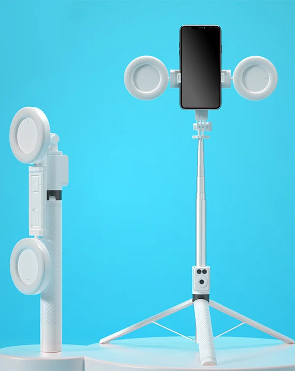 Product Image for Frendorf | 6 in 1 Bluetooth Selfie Stick, Weiß / Doppeltes Fülllicht