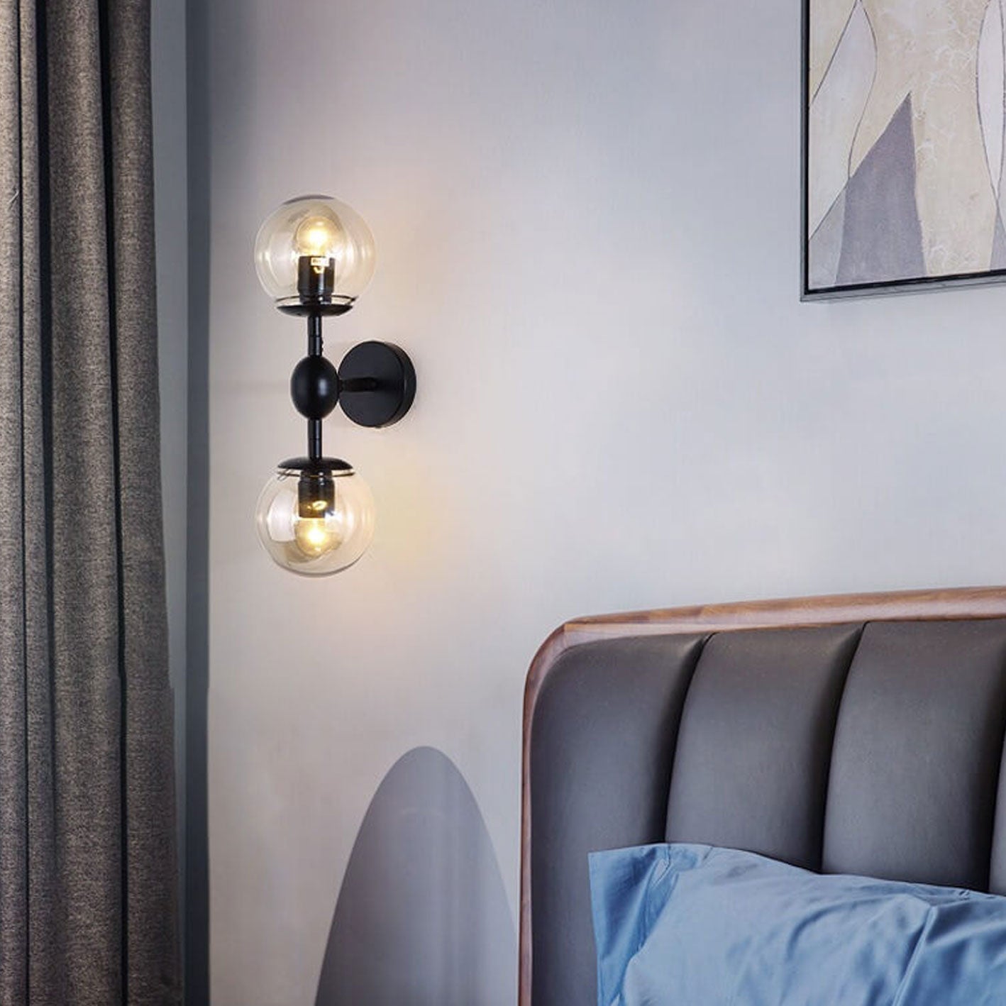 Product Image for Nordic Minimalist Retro Glass Wrought Iron 2-Light Wall Sconce Lamp, Transparent / 110V-120V For US/CA