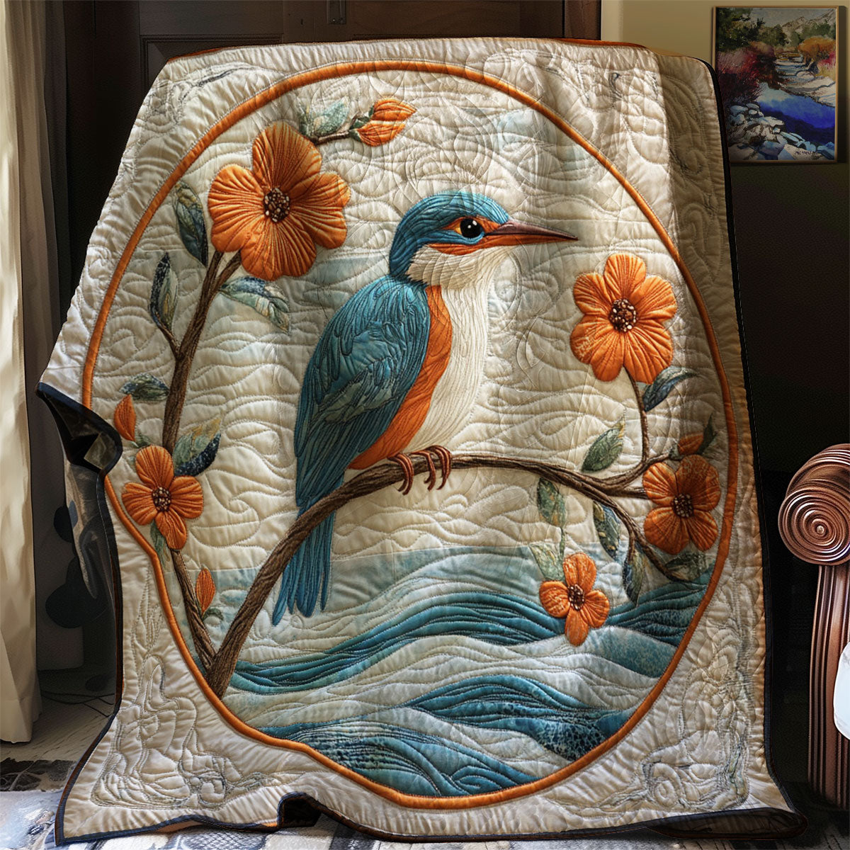 Product Image for Kingfisher Vogel Quilt, Wurfdecke - 51"x59"