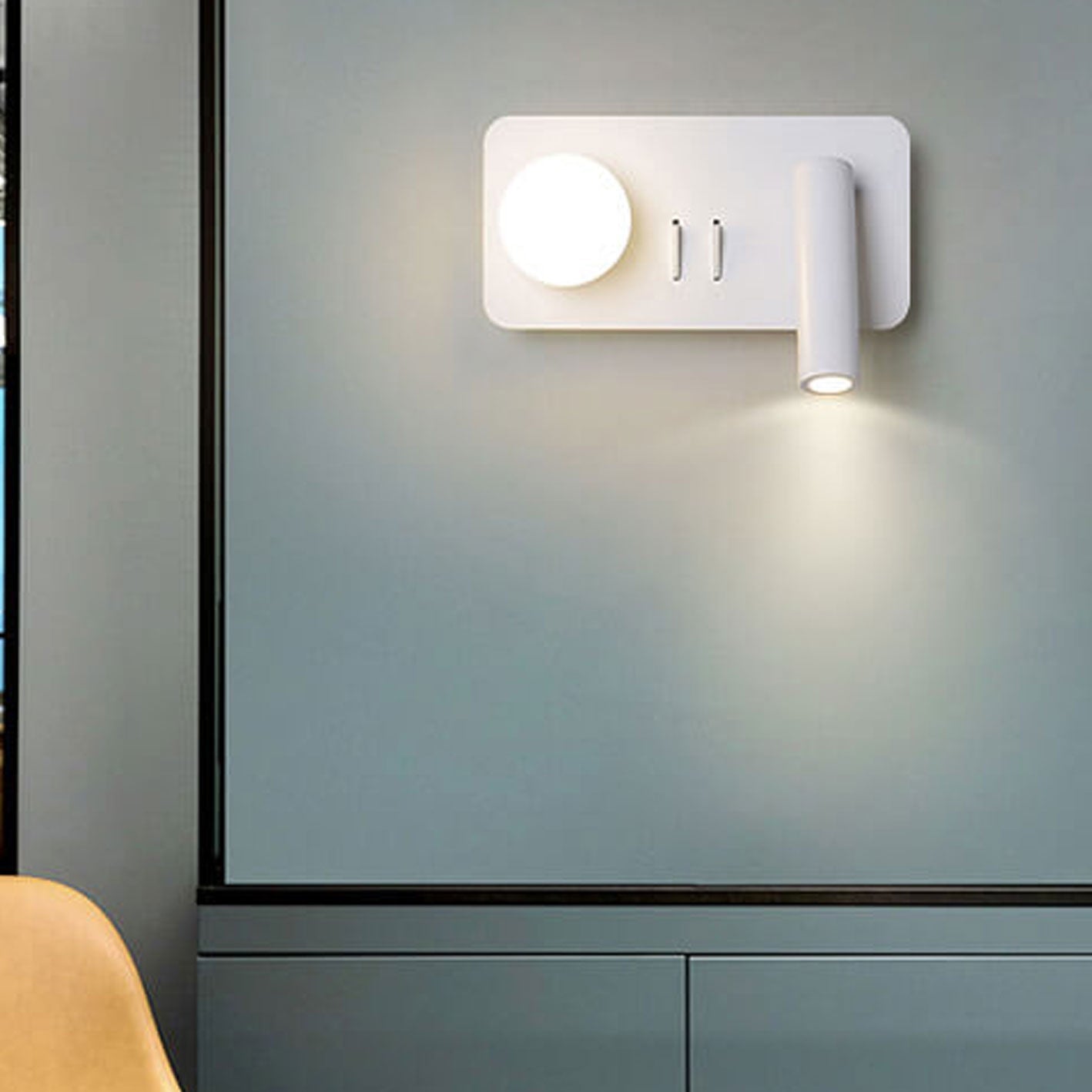 Product Image for Frendorf | LumoForm Nordic LED Wandleuchte | Rund & Eckig | Minimalistisches Design | Leselampe mit Acryl & Eisen, Eckig - Links / 220V-240V / 