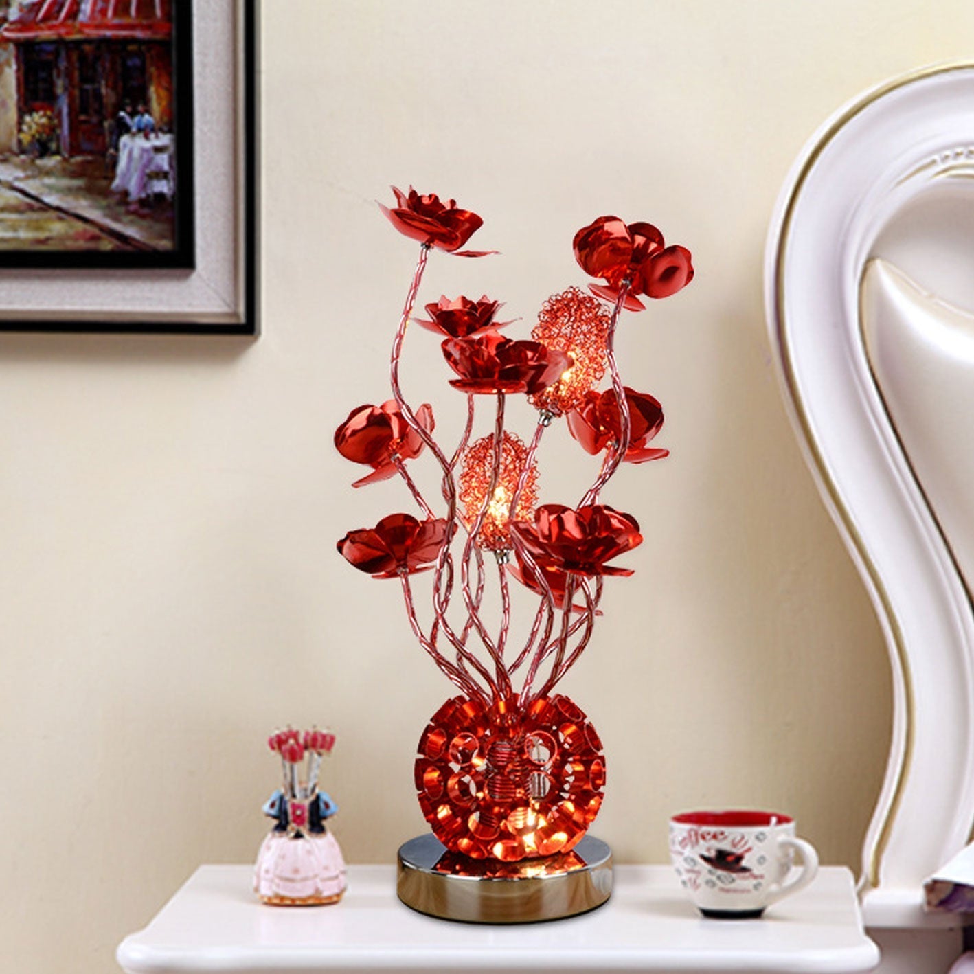 Product Image for Frendorf | RoséLumina Aluminium LED Tischlampe | Elegantes Design | Stimmungslicht | Leselampe | Deko für Zuhause, Rot / 220V-240V
