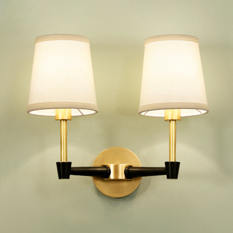 Product Image for 1/2-Kopf Wandleuchte Minimalistische konische Stoff Wandleuchte in Gold, 2 / Gold