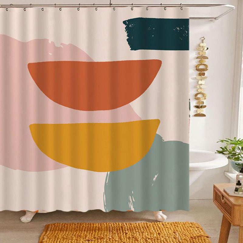 Product Image for Abstract Pink&Orange Blocks Duschvorhänge, 59" x 72" / Kostenlose Kunststoffhaken