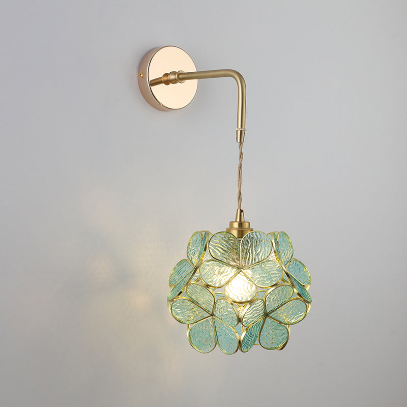 Product Image for Schattiertes Glas Wandleuchten Vintage Ein-Birnen Nachttisch Wandmontierte Lampe in Gold, Gold / C