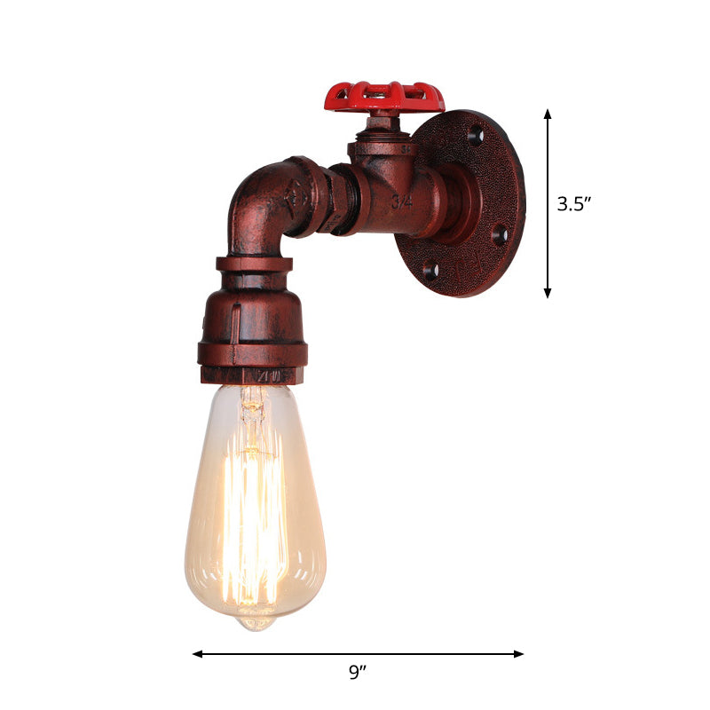 Product Image for Vintage Exposed Bulb Wandleuchte Eisen Wandmontierte Lampe mit Ventildekor, Kupfer / B