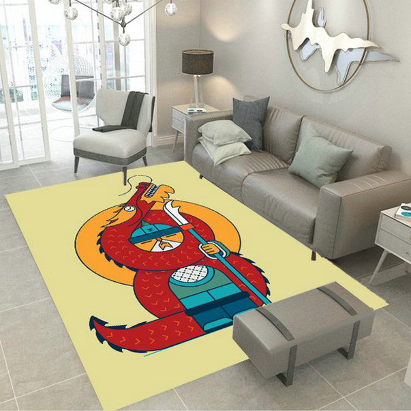 Product Image for Frendorf | Designer Zimmerdekor Teppich Mehrfarbig Märchenprint Teppich Polyester Anti-Rutsch Rückseite haustierfreundlicher Teppich, Helles Gelb / 
