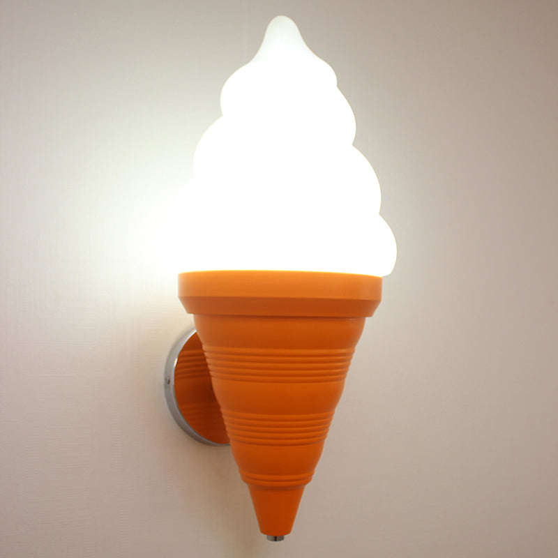 Product Image for Kinder Eiscreme-förmige Wandlampe Leuchte Kunststoff Schlafzimmer LED Wandlicht Wandleuchte, Orange / Weiß