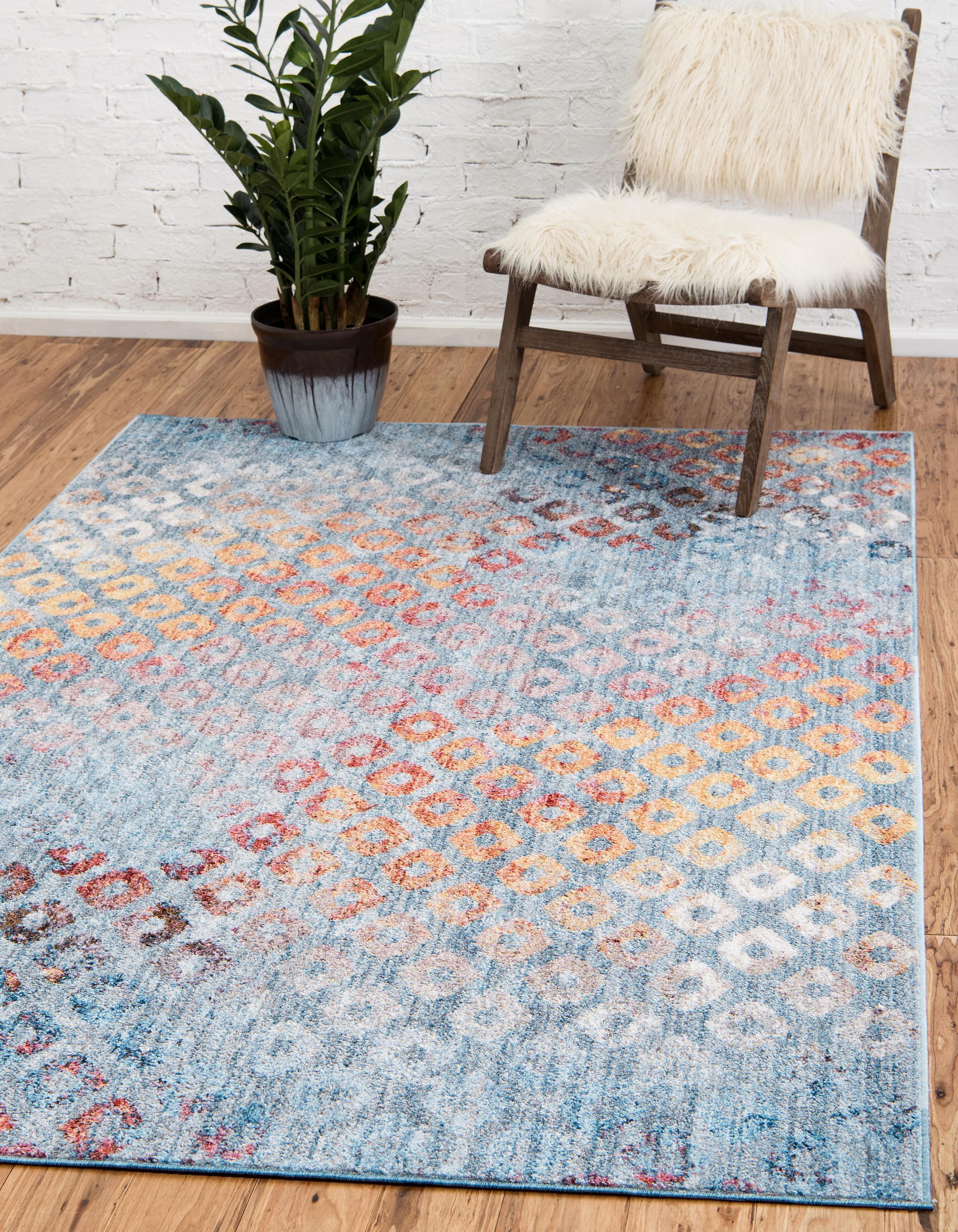 Product Image for Frendorf | ColorPatch Regenbogen Teppich | Quadratmuster Teppich | Moderne Farben & Designs, Rechteck / Klein - 67 x 90 cm / Blau