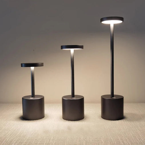 Product Image for Moderne Akku-Tischlampen für Restaurants | Kabellose wiederaufladbare Tischlampen, Dunkelgrau / Warmweiß / L