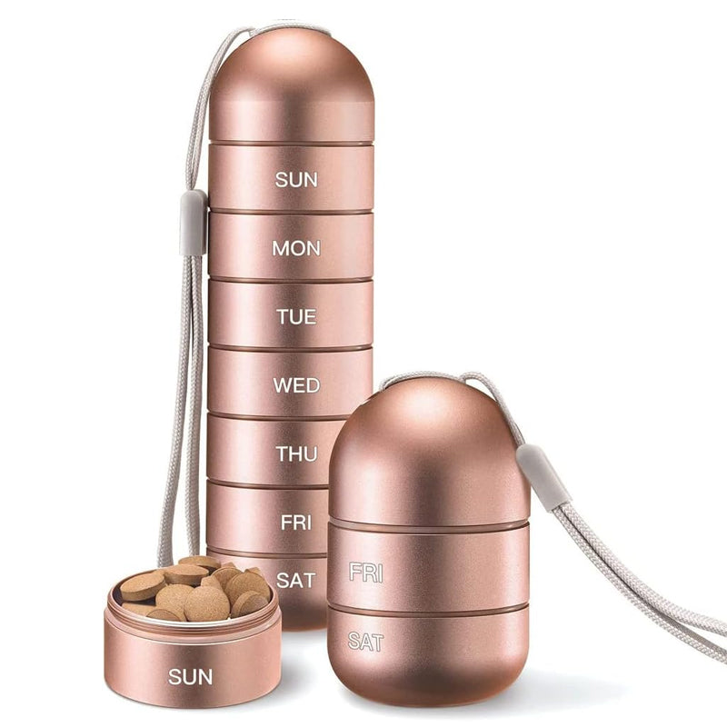 Product Image for Frendorf | 7 Tage tragbare Pillendose für Reisen, Roségold / S