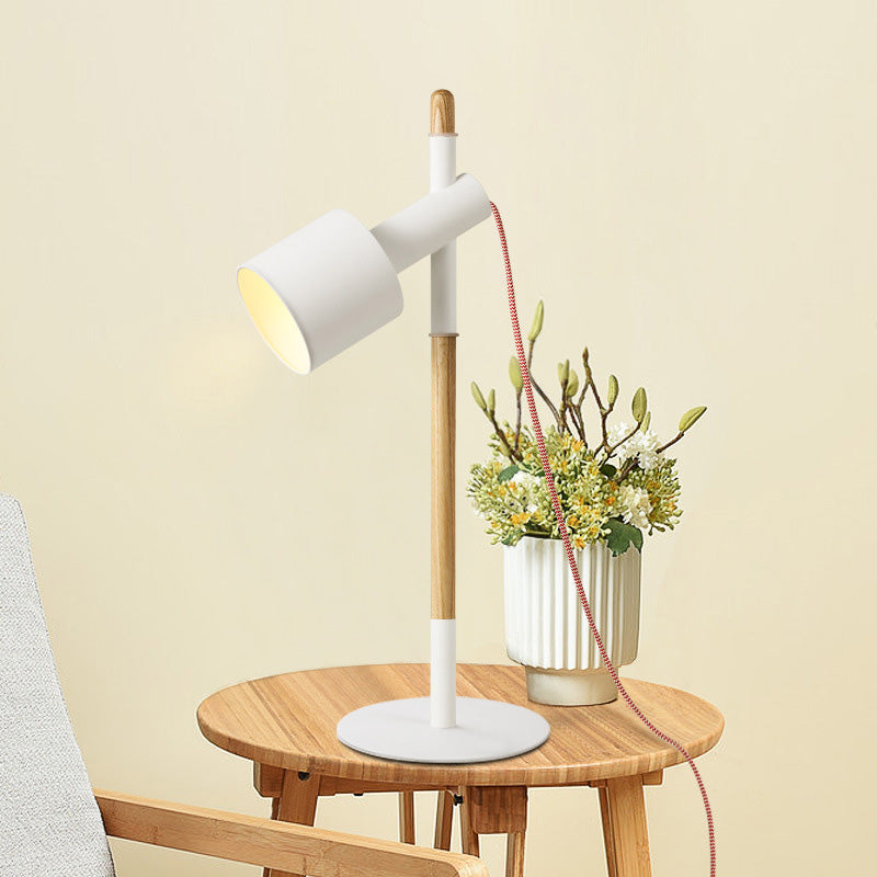 Product Image for Zeitgenössische 1 Kopf Nachttischlampe Weiß Zylinder Leselampe mit Metallschirm
