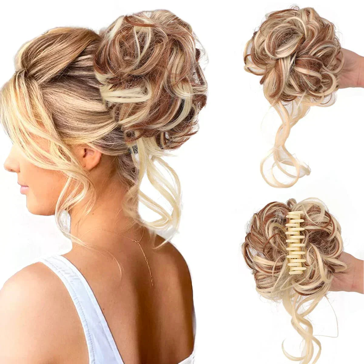 Product Image for CurlyBun: Sofort Gelockt Dutt Haar Klammer, Erdbeerhonigblond