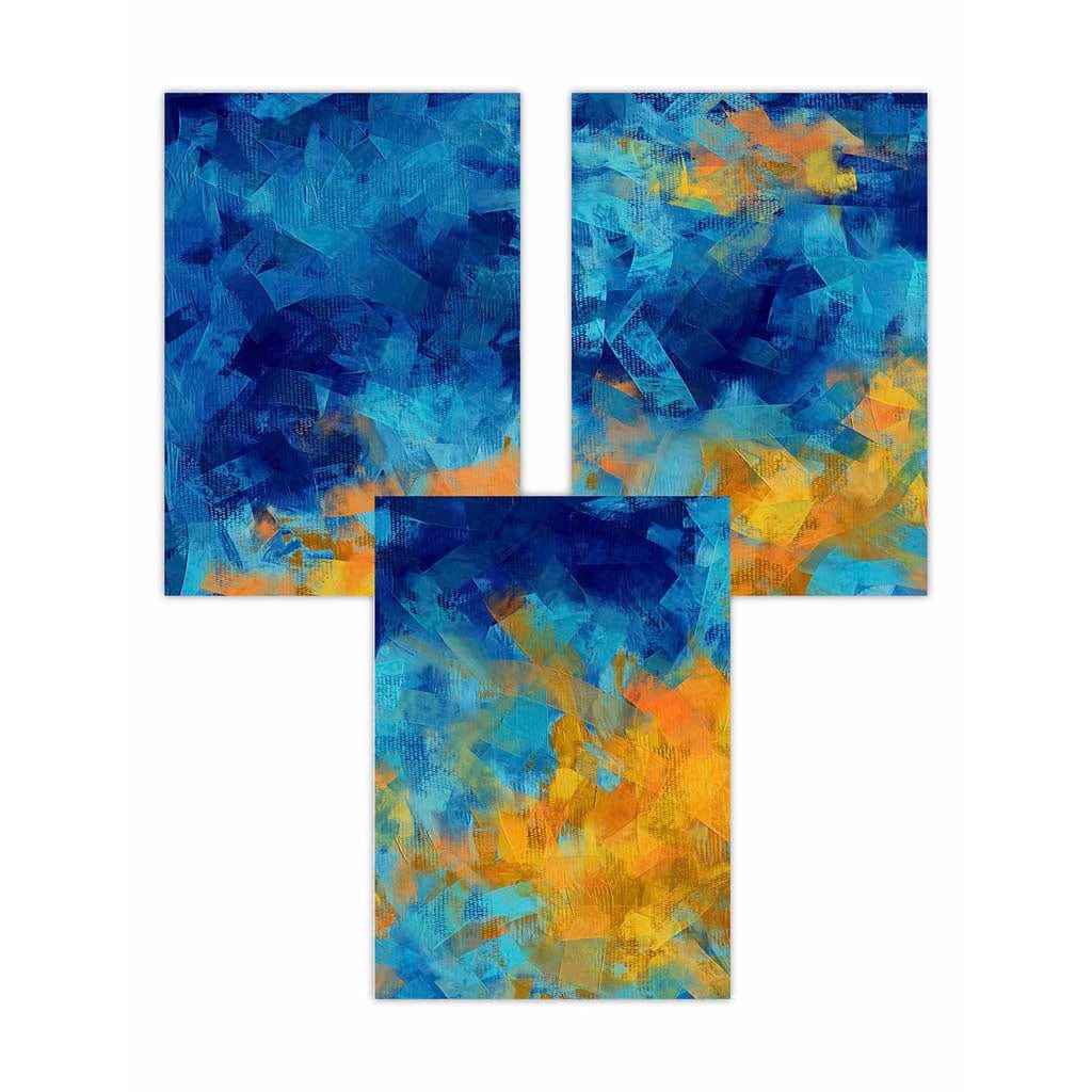 Product Image for Set aus 3 geometrischen abstrakten cerulean shore in Blau und Gelb Wandkunst-Drucken, 21x30cm (A4)