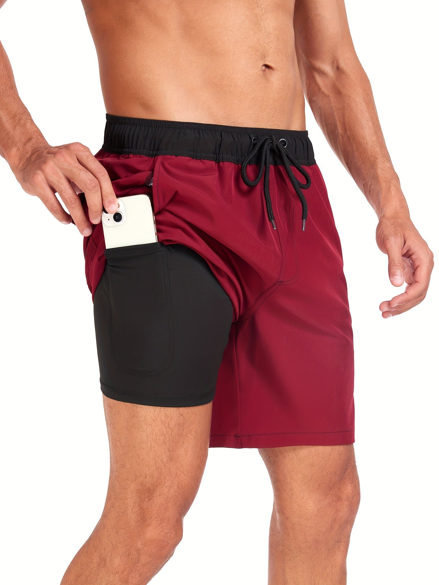 Product Image for Frendorf | Badehose | Schnell trocknende Stretch-Shorts für Männer mit Handytasche, Rotwein / XXXL