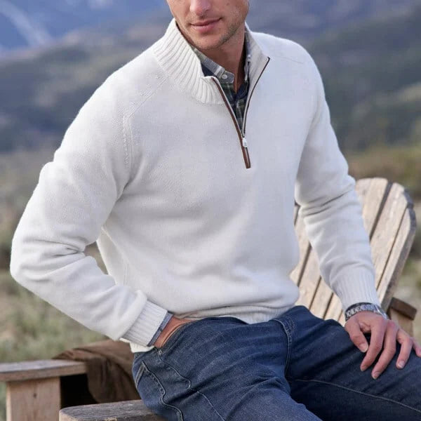 Product Image for Frendorf | Herren Basic Pullover mit Reißverschluss, Weiß ist die Farbe, die oft mit Reinheit und Klarheit assoziiert wird. / L